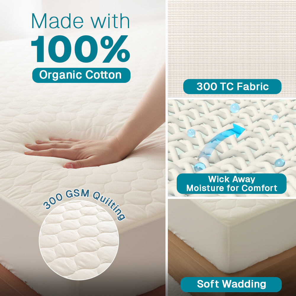 100% Organic Cotton Quilted Mattress Protector