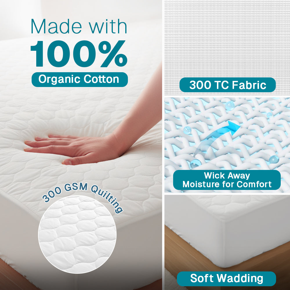 100% Organic Cotton Quilted Mattress Protector