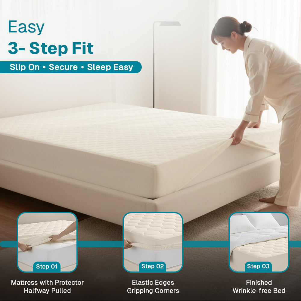 100% Organic Cotton Quilted Mattress Protector