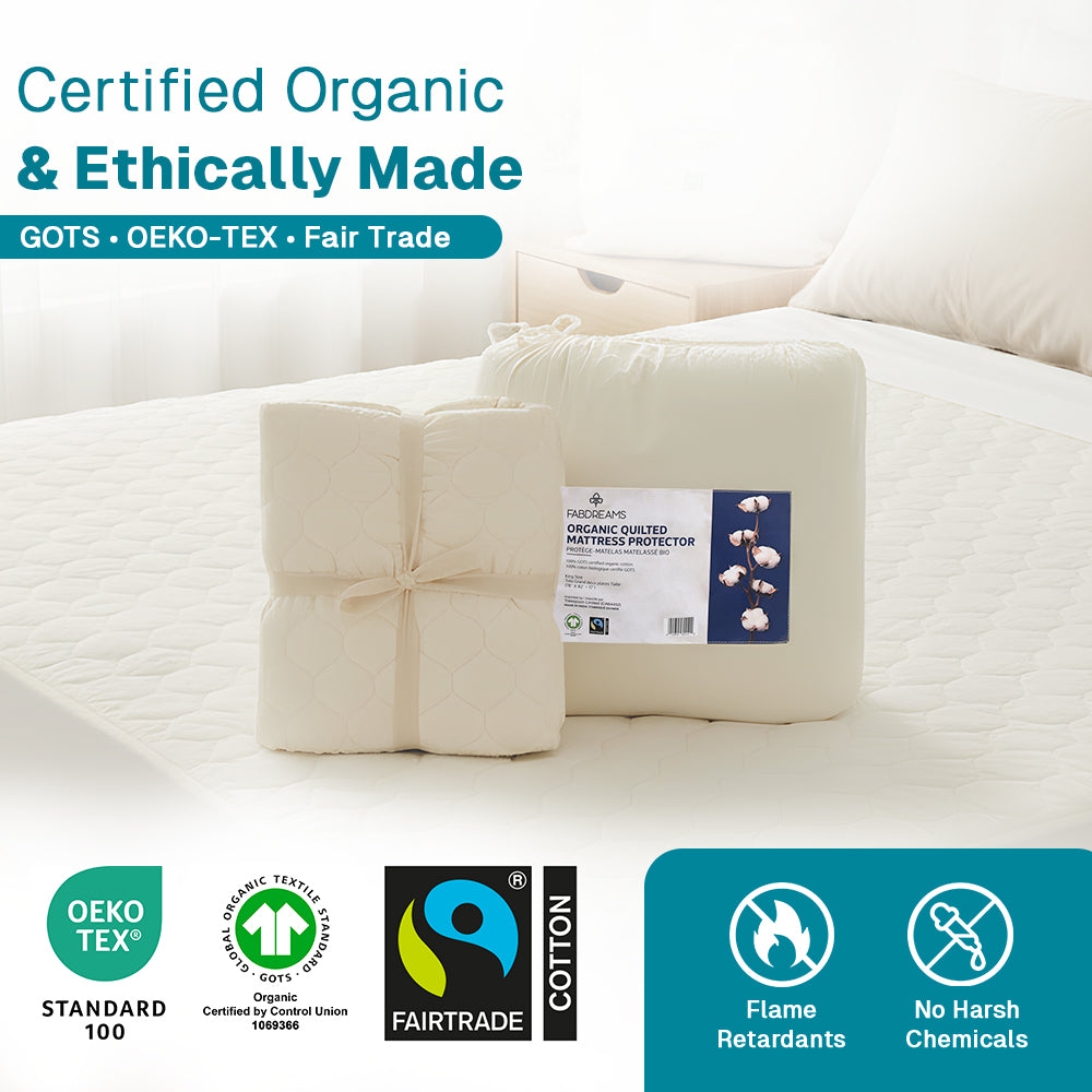 100% Organic Cotton Quilted Mattress Protector
