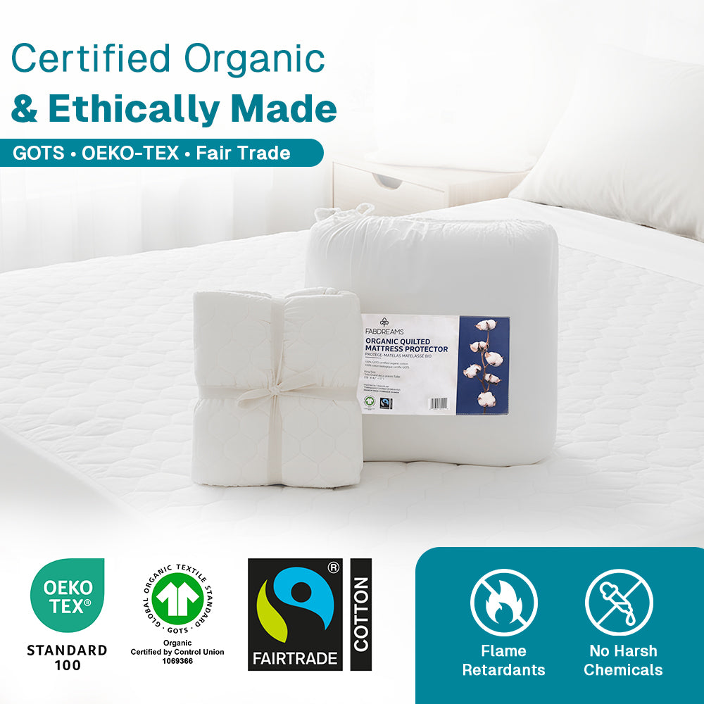 100% Organic Cotton Quilted Mattress Protector