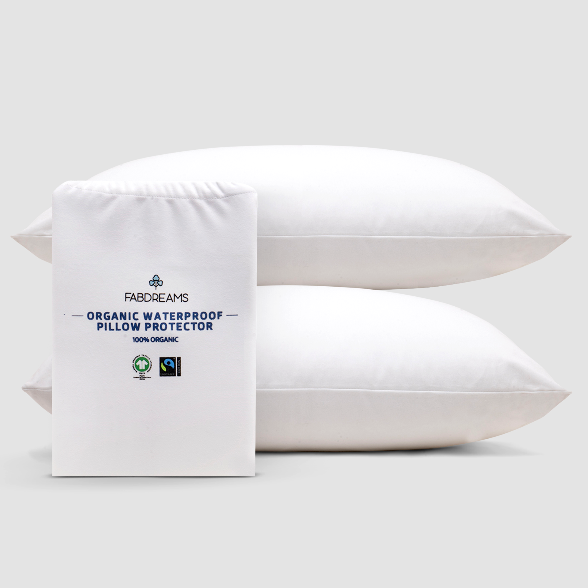 100% Organic Cotton Waterproof Pillow Protectors (Set of 2)