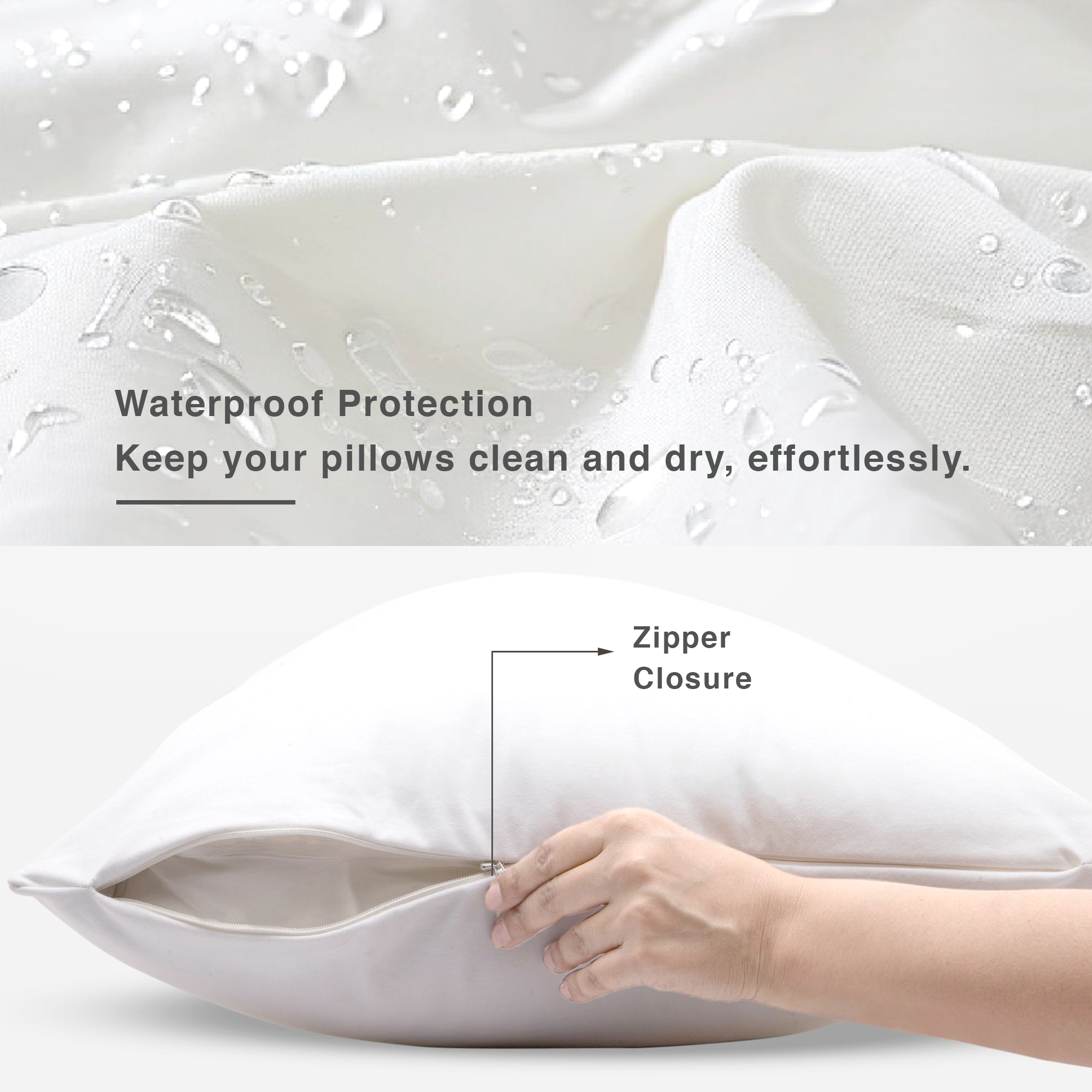 100% Organic Cotton Waterproof Pillow Protectors (Set of 2)