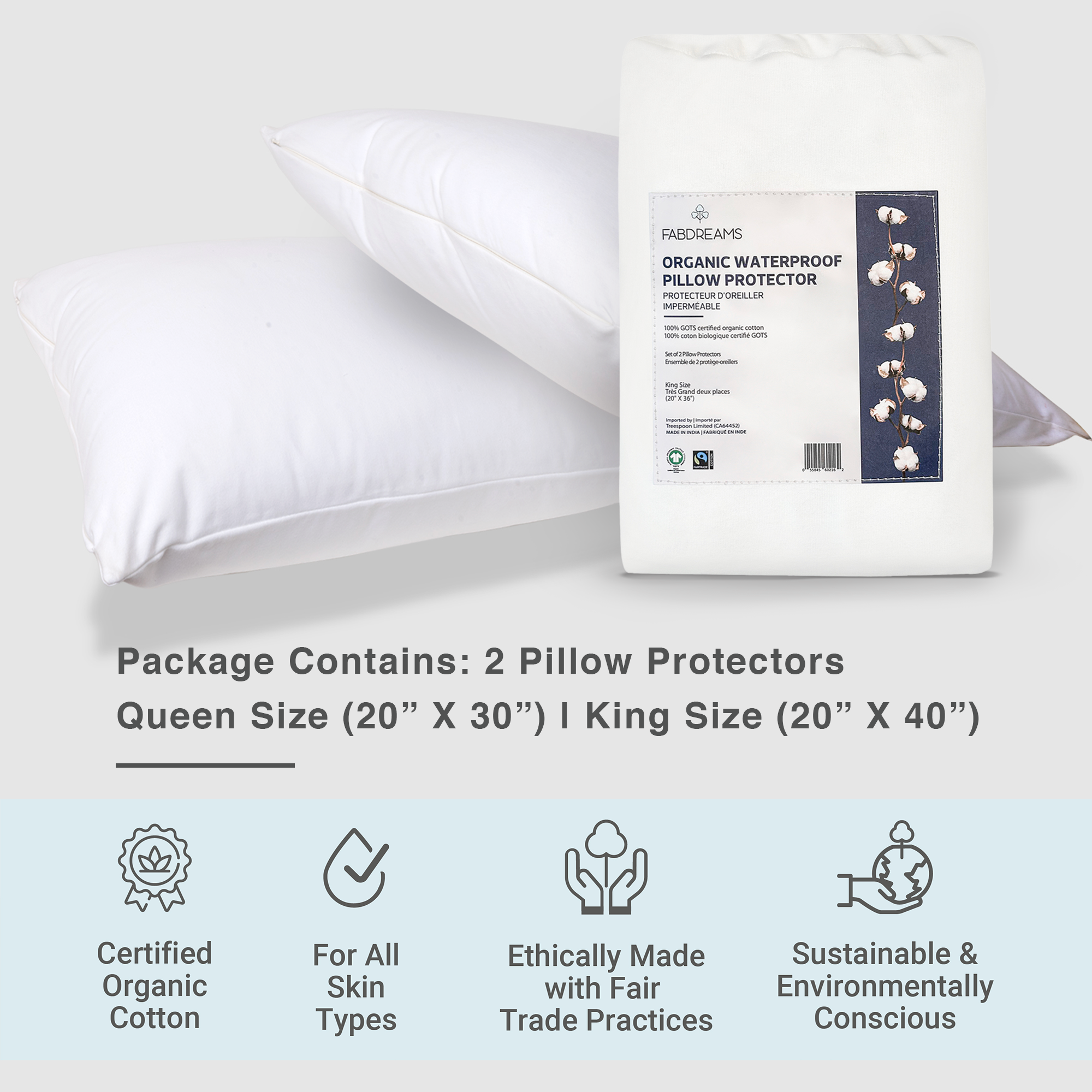 100% Organic Cotton Waterproof Mattress Protector